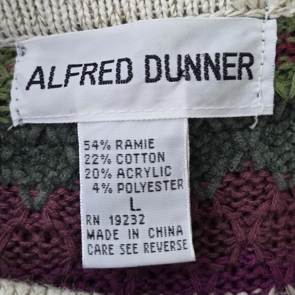VTG Alfred Dunner Womens Striped Knit Sweater Polo Collar SZ L Cozy Cottagecore - Picture 10 of 11